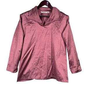Japanalia Shantung Silk Blouse Womens S Shimmer Plum Vintage Oversized Lagenlook